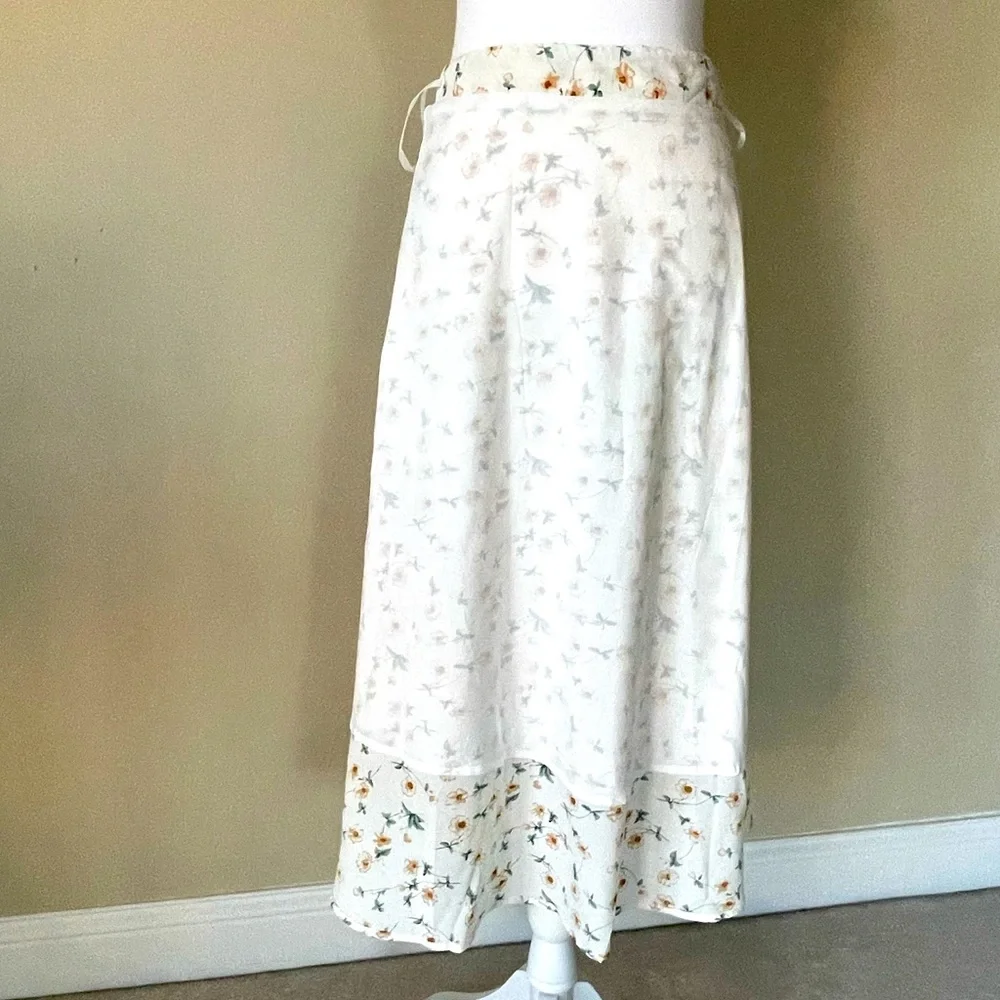 DAZY Allover Floral Print High Waist Lined Maxi Skirt, Ruffle Fall EUC Size 4